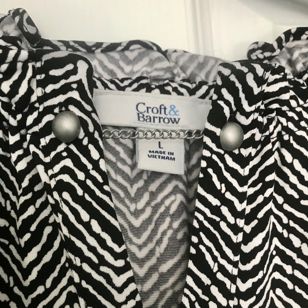 CROFT & BARROW Ruffle Neck Long Sleeve Shirt